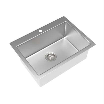 Quadra 635mm Single Bowl Sink with Tap Landing - Brushed Stainless