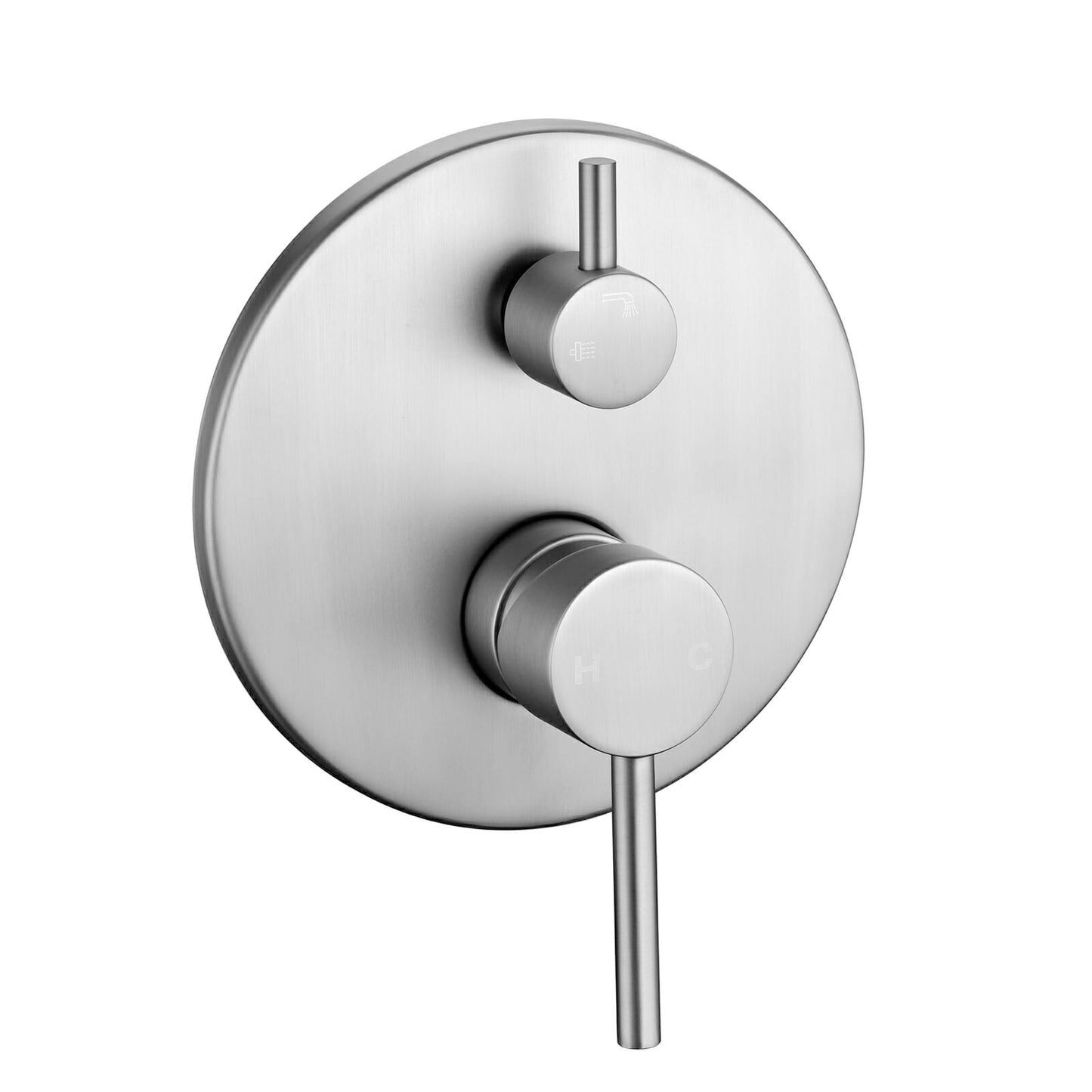 Pentro Brushed Nickel Round Wall Mixer   with Diverter