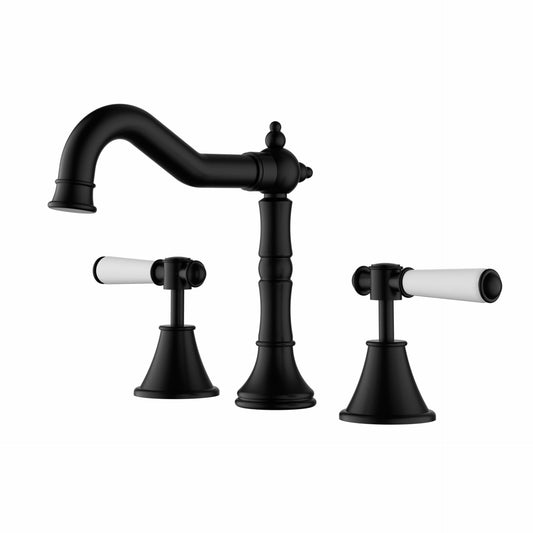 Clasico Basin Set Ceramic Hahdle in Matt Black