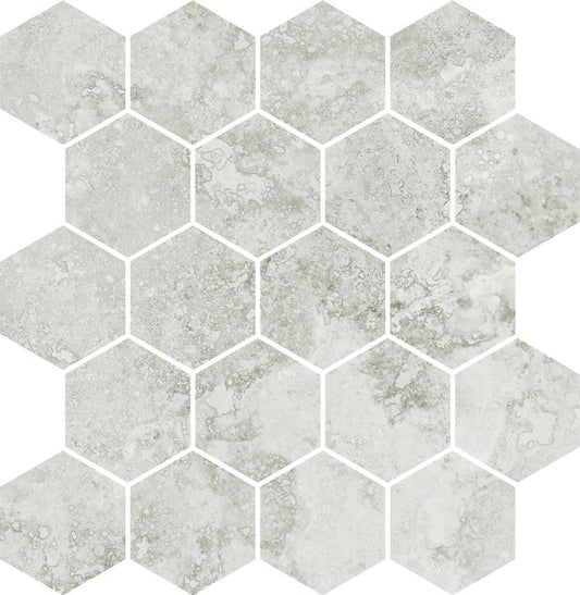 IMPERIAL STONE MOSAIC - IVORY HEXAGON / FELLTEC Finish - 300X330 | SOLD PER SHEET - 11PCS PER BOX = 1.089 SQM / 1 PC = .099 SQM