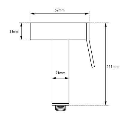 Square Gun Metal Grey Brass Toilet Bidet Spray Kit with Stainless Steel Hose