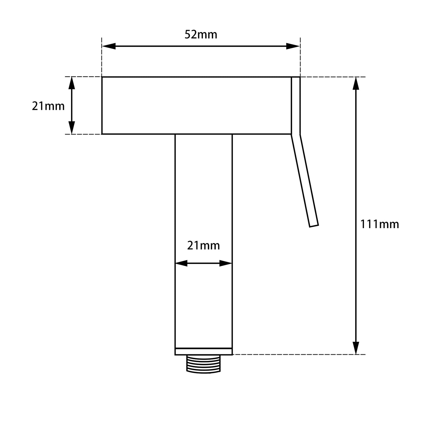 Square Brushed Brass Brass Toilet Bidet Spray Kit with Stainless Steel Hose