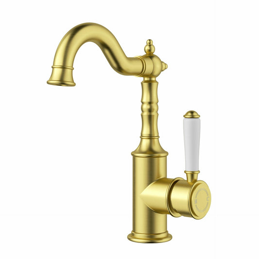 Clasico  Basin Mixer Ceramic handle in Brushed Gold