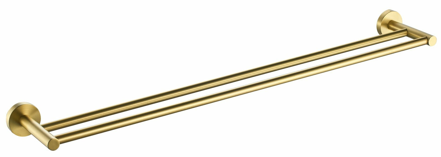 Otus Round Double Towel Rail 600mm - Brushed Gold