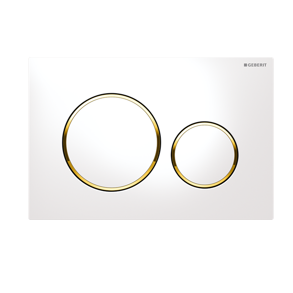 Geberit Sigma 20 Round Flush Button- White/ Gold Trim