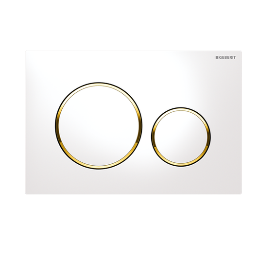 Geberit Sigma 20 Round Flush Button- White/ Gold Trim