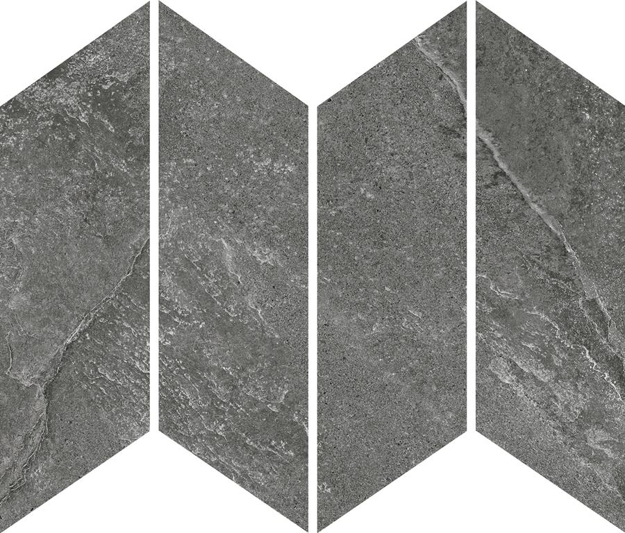 ARDESIA CHEVRON MOSAIC - BLACK CHEVRON / FELLTEC Finish - 73X260 | SOLD BY THE SQM. 54 PCS PER SQM / 66 PCS / 1.25 SQM PER BOX