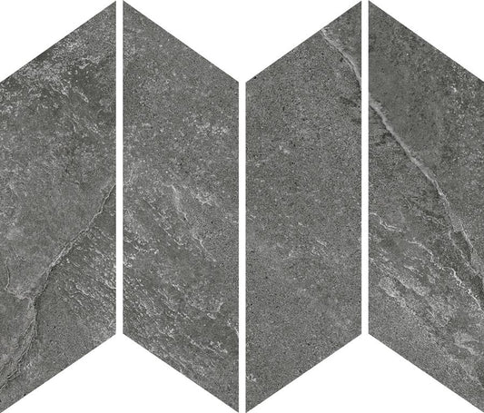 ARDESIA CHEVRON MOSAIC - BLACK CHEVRON / FELLTEC Finish - 73X260 | SOLD BY THE SQM. 54 PCS PER SQM / 66 PCS / 1.25 SQM PER BOX