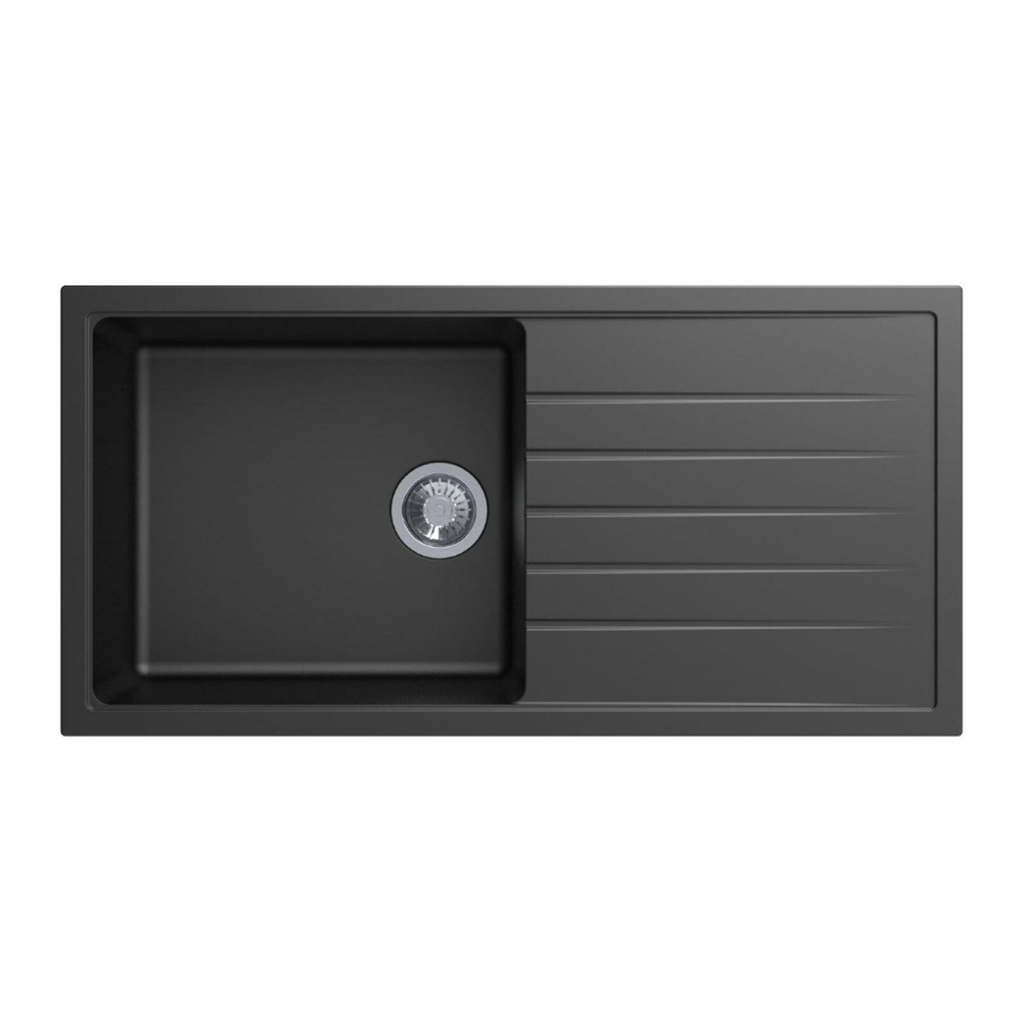 Black Carysil Vivaldi D-100L Granite Single Bowl with Drain Board Stone Kitchen Sink 1000*500mm