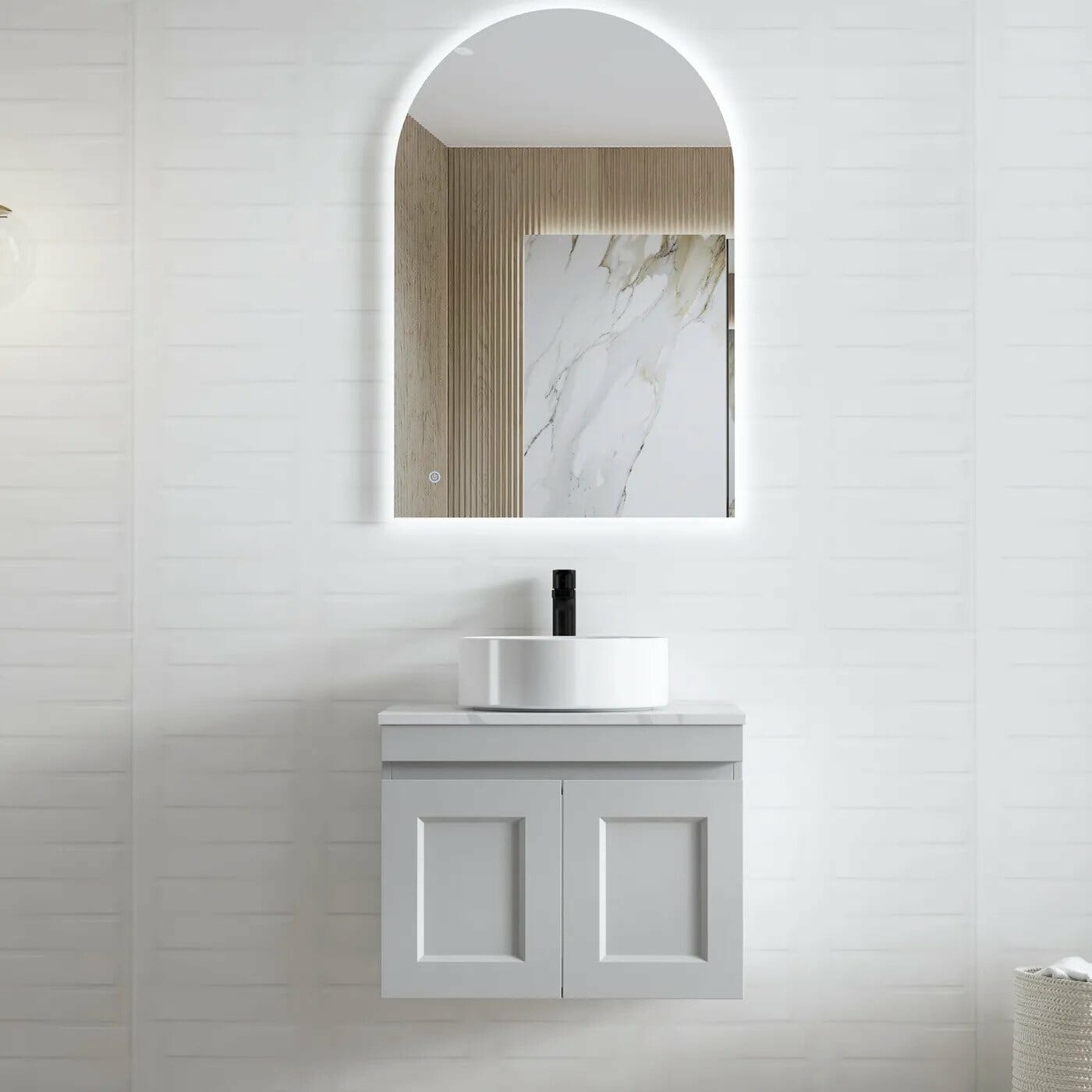 Hampton Mark II Wall Hung Vanity - Matt Grey - 600mm