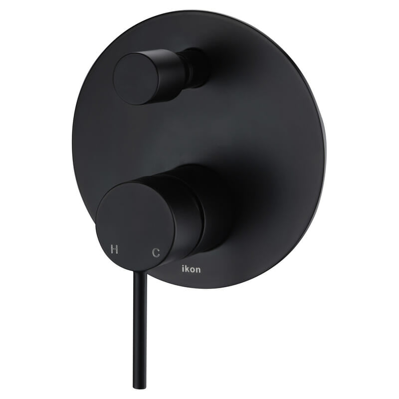 IKON-Hali matt black wall  Mixer with diverter
