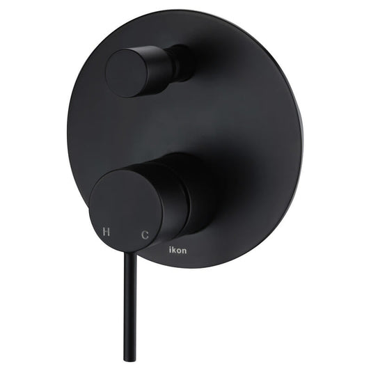 IKON-Hali matt black wall  Mixer with diverter