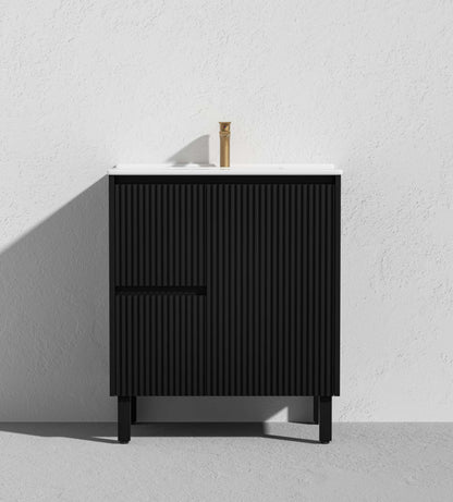 750mm Brighton Floor Vanity PVC Left Side Drawers - Cabinet Only - Matte Black