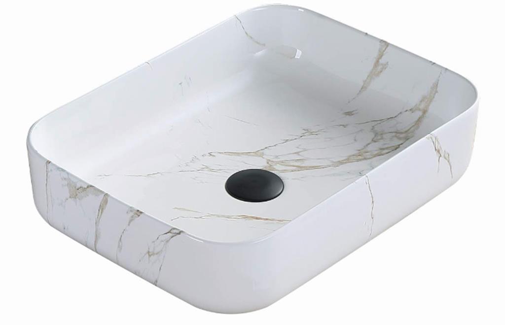Above Counter Ceramic Basin - Carrara - Gloss White - Rectangle