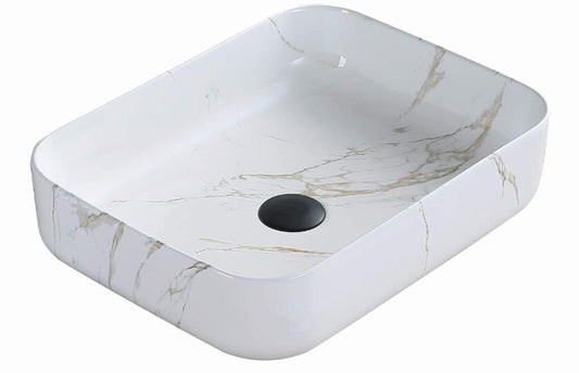 Above Counter Ceramic Basin - Carrara - Gloss White - Rectangle