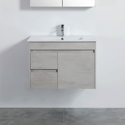 Nova Plywood Wall Hung Vanity - Concrete   Grey - 750mm