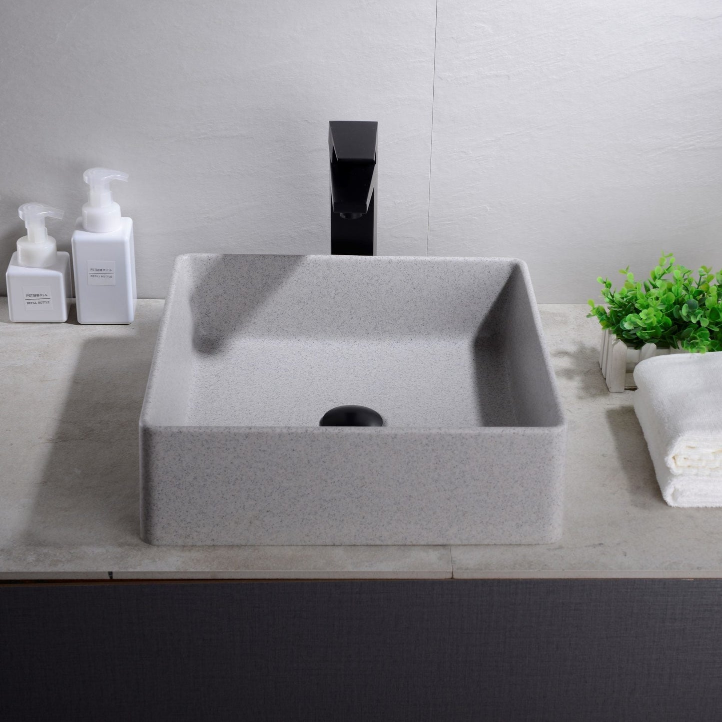 380mmx380mm  Above Counter Basin Quartz - Matte Black