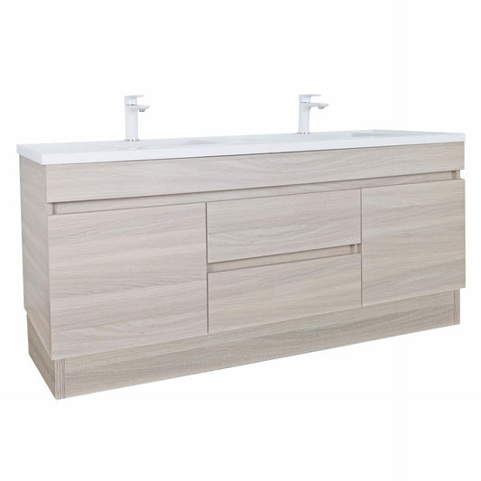1200mm Evie Floor Vanity PVC - Cabinet Only - Double Bowl - Oak