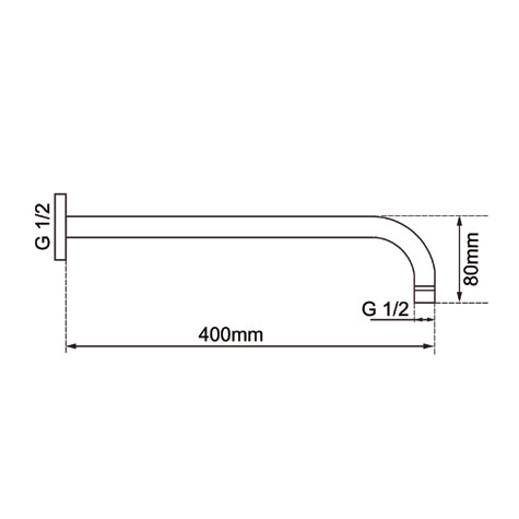 400mm Brushed Nickel Round Wall Straight Shower Arm