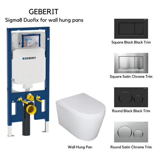 Geberit - In Wall Toilet Package With Sigma 8 Concealed Cistern, Wall Hung & Access Plate