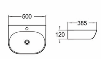 500mmx385mm  Above Counter Basin - Gloss White