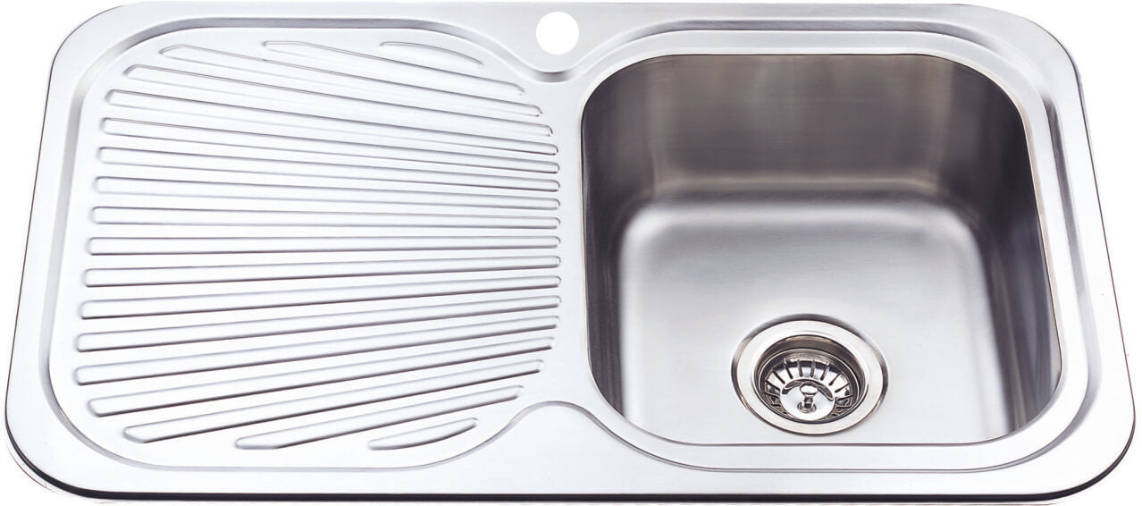 Cora Single Bowl & Single Drainer -   780x480x170mm - Stainless Steel
