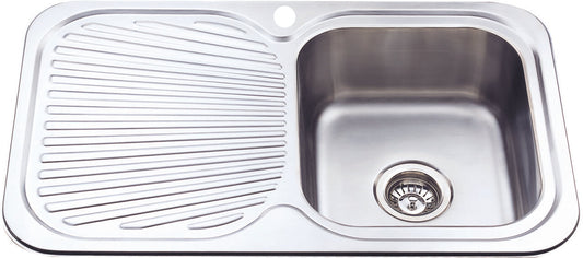 Cora Single Bowl & Single Drainer -   780x480x170mm - Stainless Steel