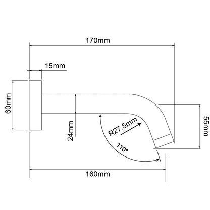 LUCID PIN Series Round Brushed Brass Bathtub/Basin Wall Spout(160mm)