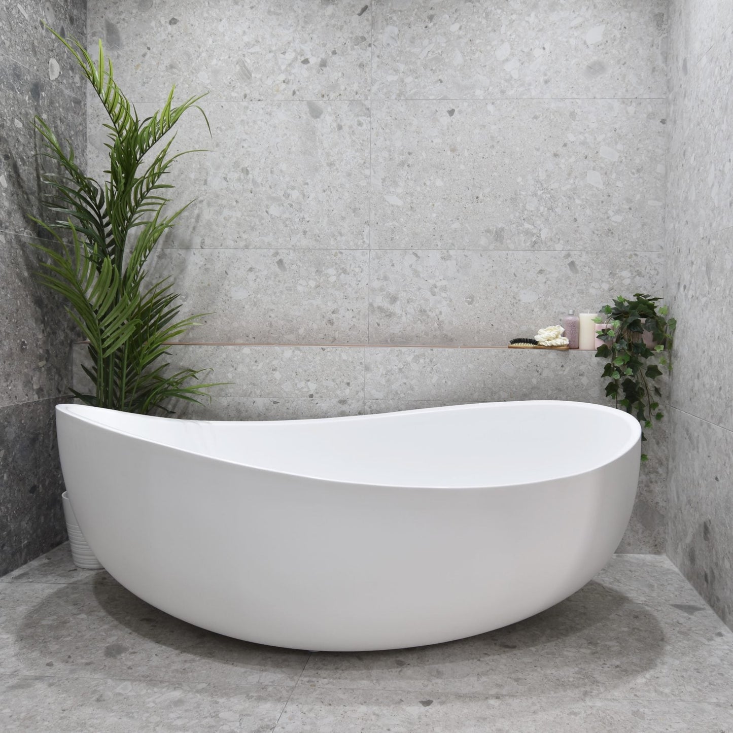 Wave Oval Wide Freestanding Bathtub -   Matt White - No Overflow - 1800mm