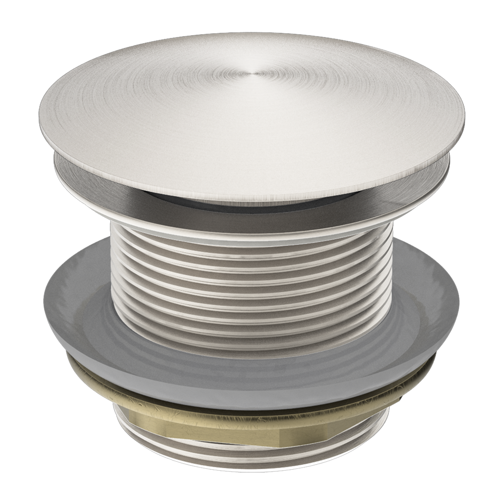 40mm Brushed Nickel Solid Mushroom Brass Bathtub Pop Up Waste - NO Overflow