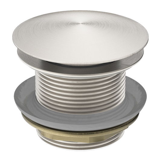 40mm Brushed Nickel Solid Mushroom Brass Bathtub Pop Up Waste - NO Overflow