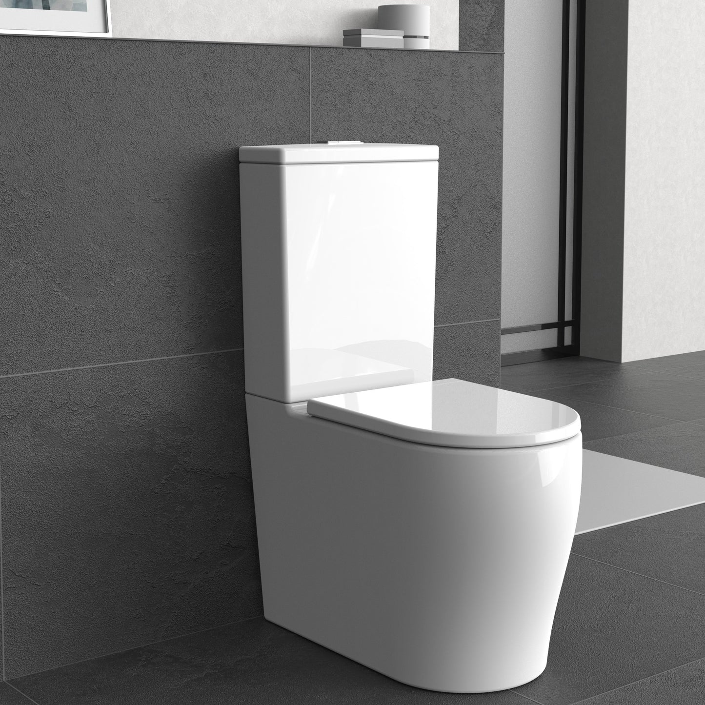Zeus Tornado Rimless Back-to-Wall Toilet Suite - Gloss White