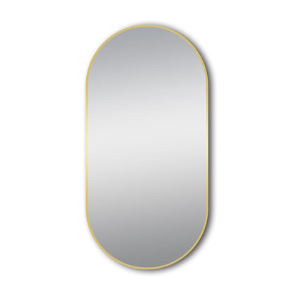 Matte Brushed Gold Oval Framed Mirror