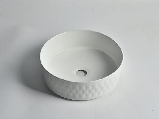 Levenge - 360mm Matte White Diamond Round Ceramic Above Counter Basin - CLA-524BR-MW  -  360x360x120mm