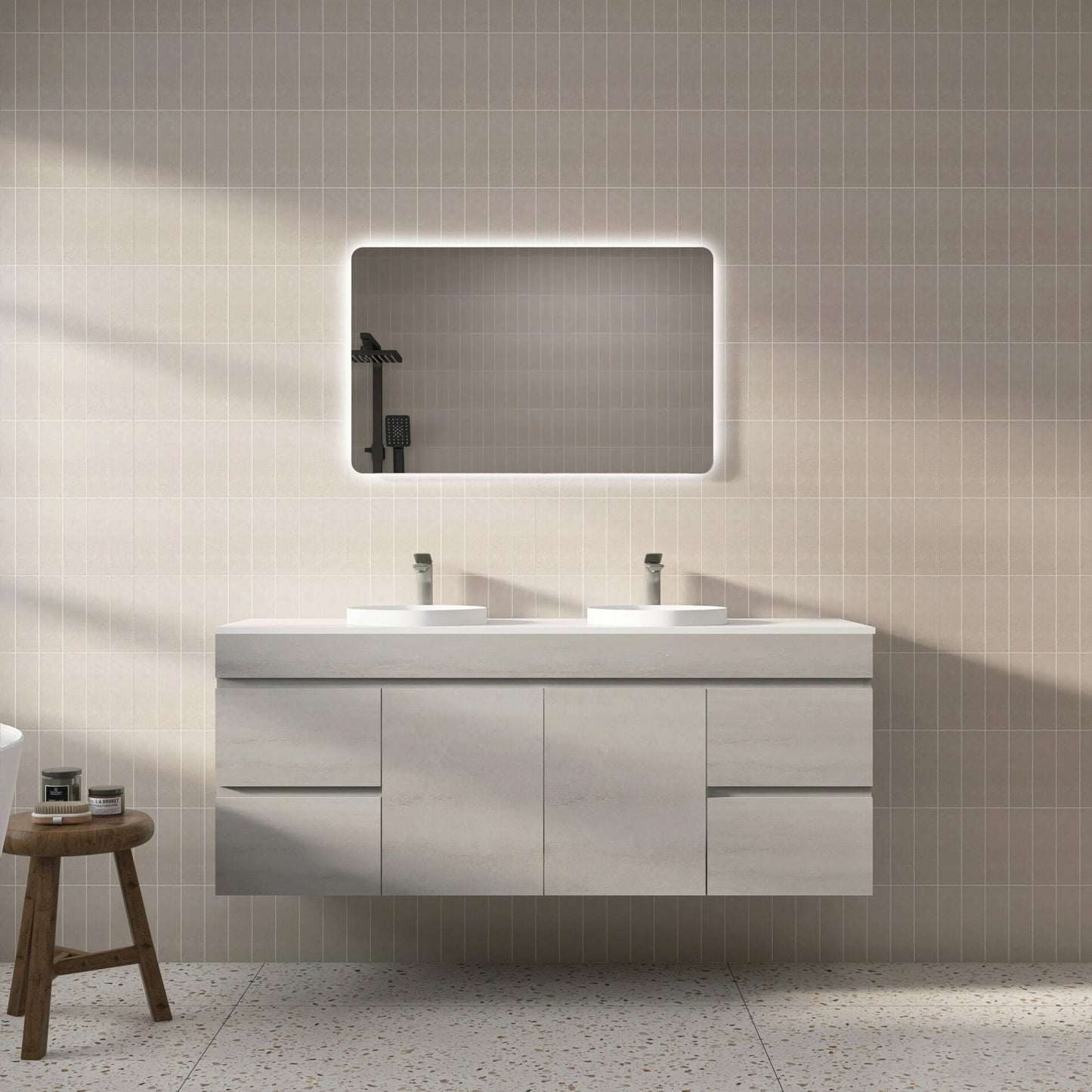 Nova Plywood Wall Hung Vanity - Concrete   Grey - 1500mm