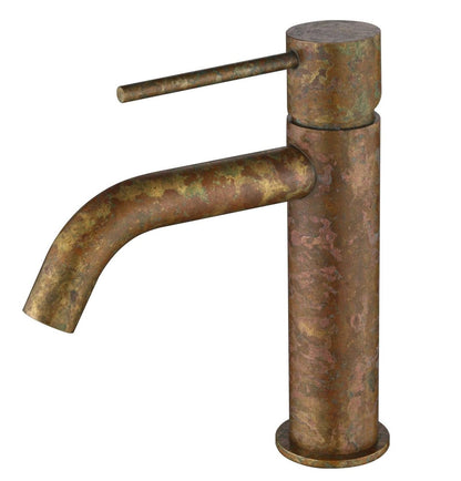 Mica Basin Mixer - Curved Spout - Living Brass