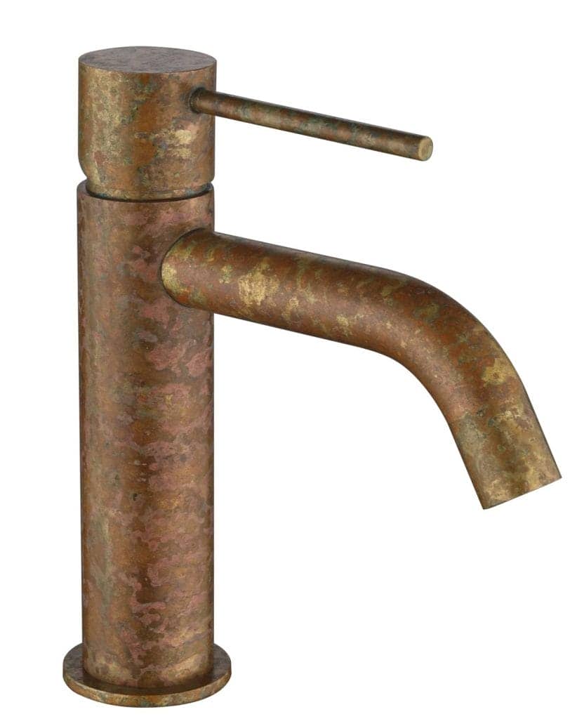 Mica Basin Mixer - Curved Spout - Living Brass