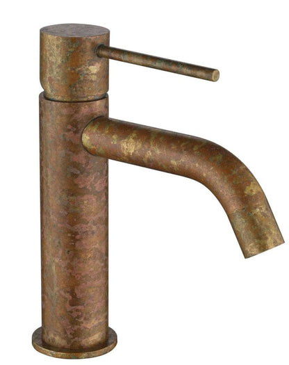 Mica Basin Mixer - Curved Spout - Living Brass