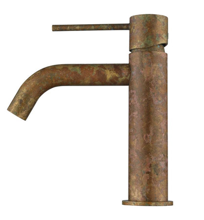 Mica Basin Mixer - Curved Spout - Living Brass