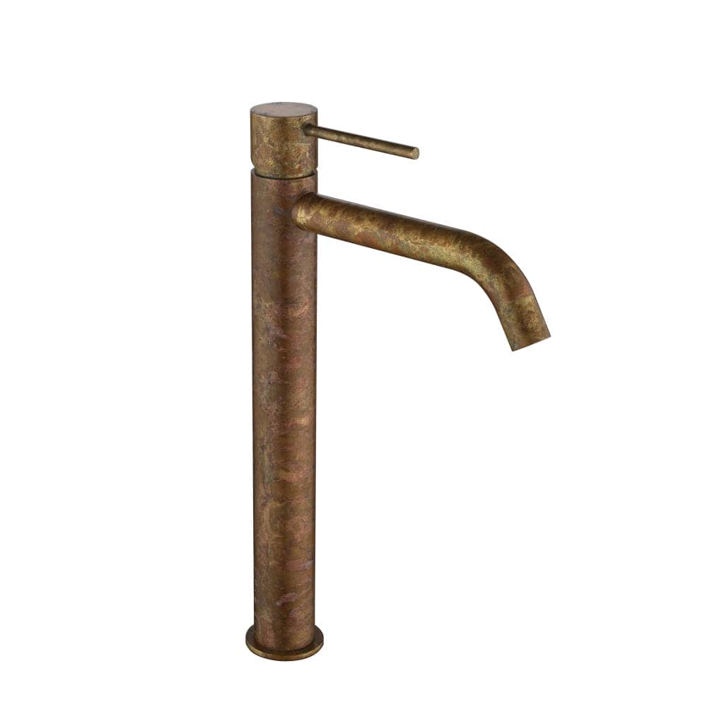 Mica TALL Basin Mixer - Curved Spout - Living Brass