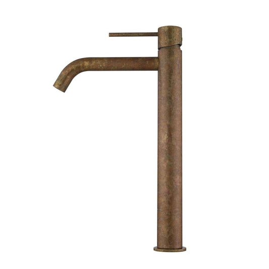 Mica TALL Basin Mixer - Curved Spout - Living Brass
