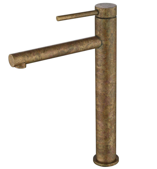 Mica TALL Basin Mixer - Straight Spout - Living Brass