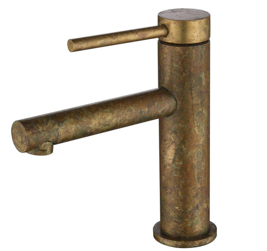 Mica Basin Mixer - Straight Spout - Living Brass