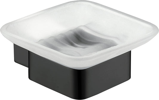 Rosa Glass Soap Dish - Matt Black