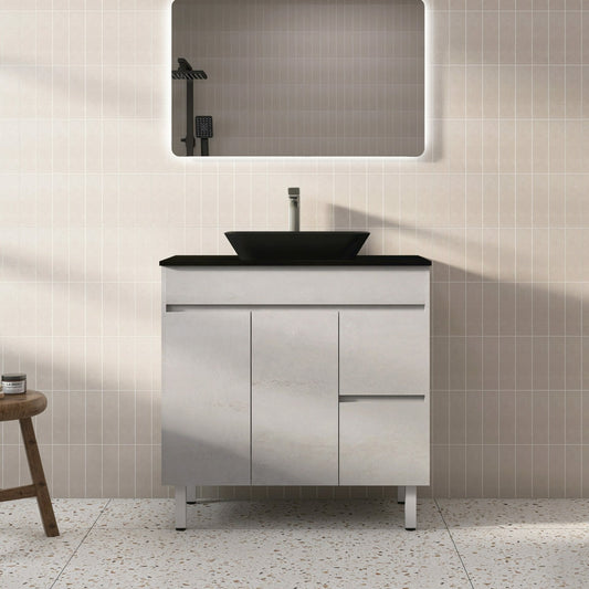 Nova Plywood Floor Vanity - Concrete Grey   - 900mm