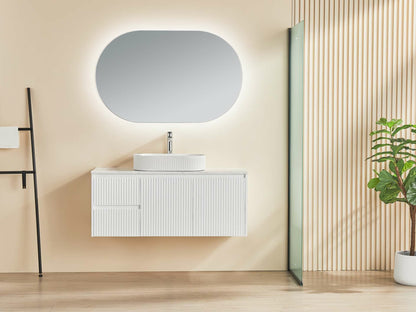 1200mm Brindabella Wall Hung Vanity PVC Left Side Drawers - Cabinet Only - Single Bowl - Matte White