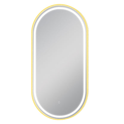 Brushed Gold Oval Framed LED Mirror