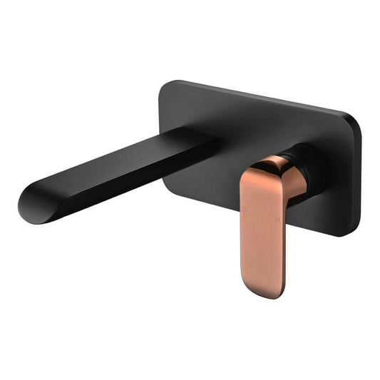 Kara Matte black and rose gold Wall Basin Mixer