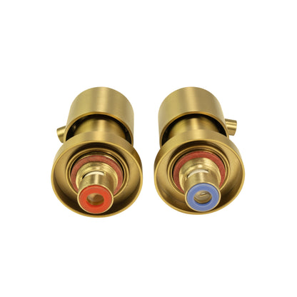 Round Brushed Brass Shower Wall Taps