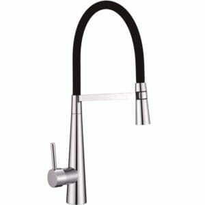 Round Chrome and Black Pull Out Kitchen Mixer